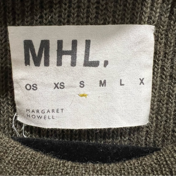 MHL Margaret Howell Olive Green Wool Ribbed Knit Sweater Dress - Picture 4 of 6